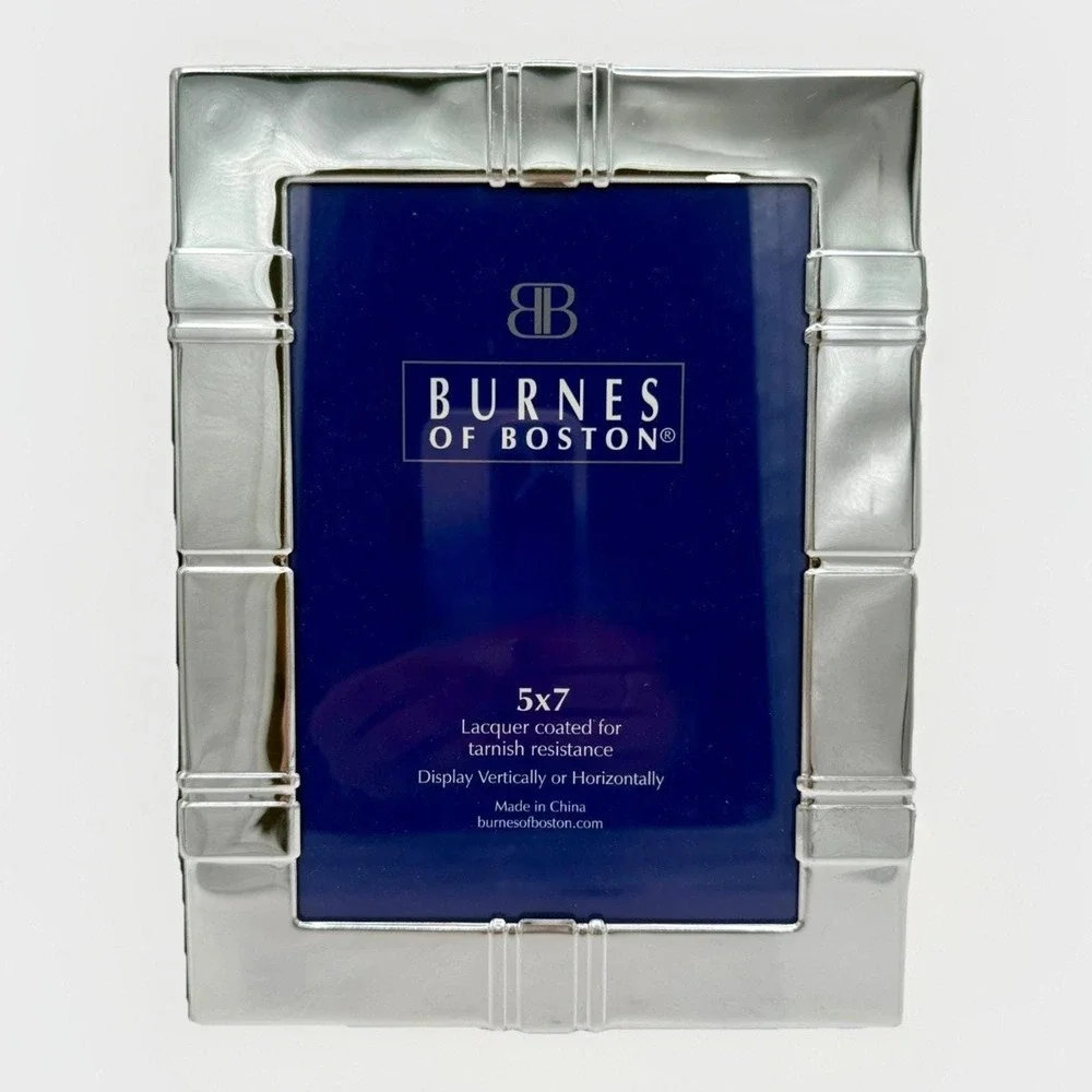 Burnes of Boston Silver 5x7 Picture Frames Set of 5 Gallery Wall Metal Frames